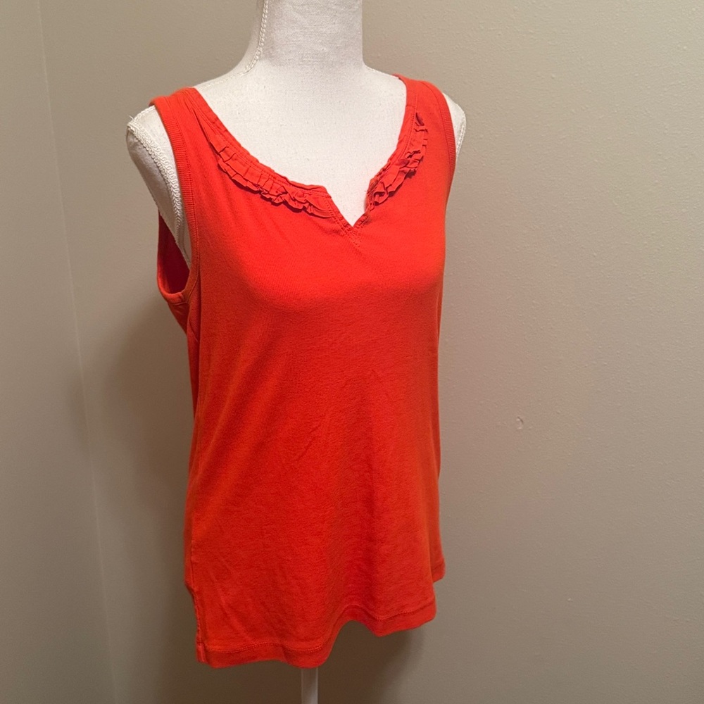 Eddie Bauer Ruffled Neck Ribbed Tank Top Medium - Picture 2 of 6